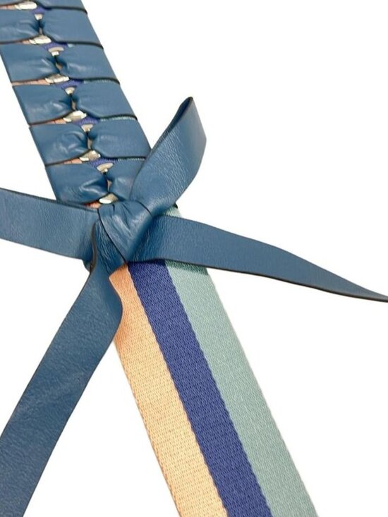 Fendi Shoulder Strap Navy Light Blue Pink Leather - Picture 5 of 5